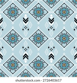 A harmonious composition of geometric shapes, intricate floral designs, and a soothing color palette creates a captivating visual display. 