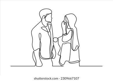 ilustración de línea continua de pareja armoniosa