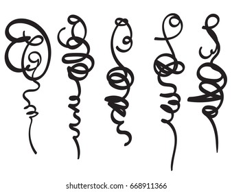 Harmonious curls. Pseudo hieroglyphs. Vignettes. Drawing of a free hand