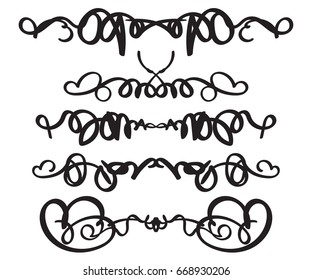 Harmonious curls. Vignettes. Drawing of a free hand