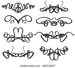 Harmonious curls. Vignettes. Drawing of a free hand