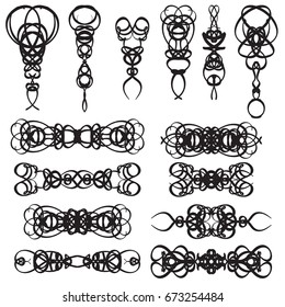 Harmonious curls. Vignettes, Forging, Grating, Brand. Vector illustration