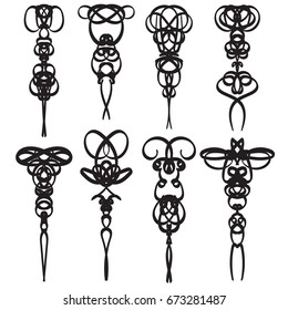 Harmonious curls. Vignettes, Forging, Grating, Brand. Vector illustration