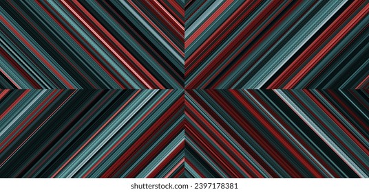 Patrón geométrico armonioso detallado a rayas compuesto por una gran cantidad de rayas azules y rojas finas. Ilustración de textura vectorial