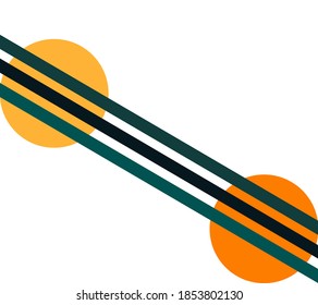 harmonious diagonal green lines on round orange shape. Background in japan style for presentation.