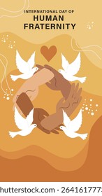 Harmonious International Day of Human Fraternity Illustration with Interlocking Hands