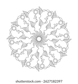 Harmonious for kids Mandala coloring book page. Easy Mandala Coloring Book Pages for Adults to Relax, Experiences Give Relief. Resizeable Vector File