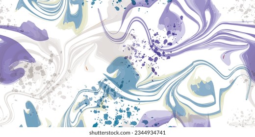 Harmonious marble abstract pattern. Artistic watercolor illustration design. Repeatable hand-drawn vector background. Seamless graphic print for textile, fabric, or wrapping.