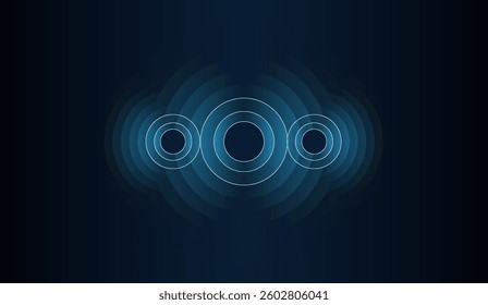Harmonious Resonance: An abstract composition featuring concentric circles that evoke a sense of depth and interconnectedness against a deep blue gradient background