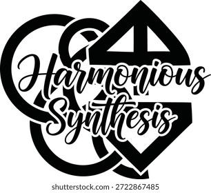 Síntese Harmoniosa Yin Yang Vetor Geométrico Preto Mão Desenhada Tipografia Logo Emblema Badge Ícone Silhueta Vintage Retro Gráfico Equilíbrio Paz