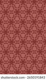 A harmonious tapestry of geometric design unfolds in a rich burgundy hue, showcasing an intricate pattern of stylized flowers and shapes. The design features alternating motifs that create a rhythmic 