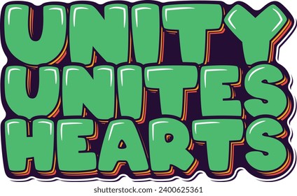 Un diseño de letras vectoriales armonioso que representa el poder unificador de la unidad para unir corazones.