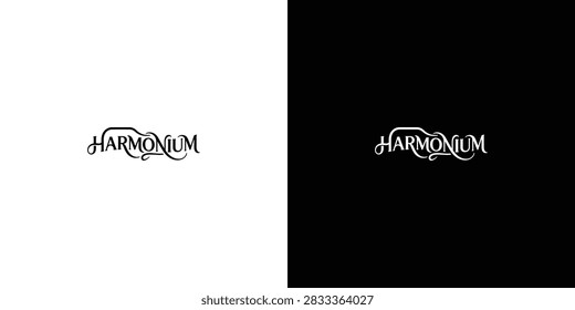 Harmonium artistic typography logo design vector illustration with typography