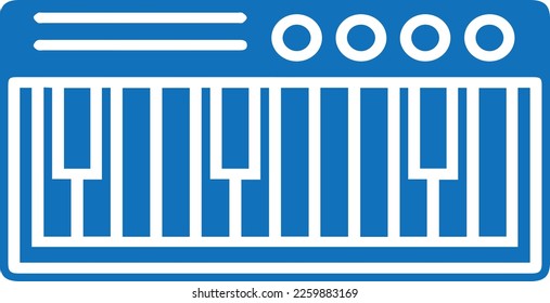 Harmonium icon, musical keyboard  icon blue vector