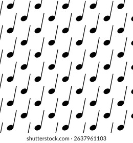 Harmonize your designs with this classic and elegant seamless pattern featuring individual black quarter notes against a crisp white background