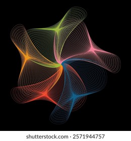 Harmonograph drawings. Contemporary art. Abstract geometric element. Mathematical chaos, spirograph