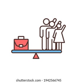 Harmony Between Work And Personal Life RGB Color Icon. Prioritising Time. Work-life Balance Improvement. Plotting Personal Time. Separating Private And Professional Lives. Isolated Vector Illustration