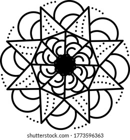 Harmony Black Pattern flower Mandala. Design elements.