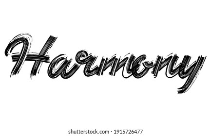 Harmony Black Text Hand written Brush font drawn phrase Typography decorative script letter on the White background for sayings