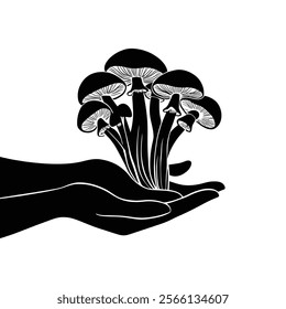 Harmony in Black and White in Silhouette Mushroom.