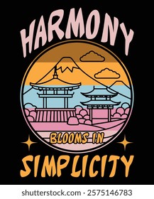 Harmony blooms in simplicity t-shirt design vector template