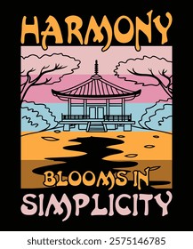 Harmony blooms in simplicity t-shirt design vector template