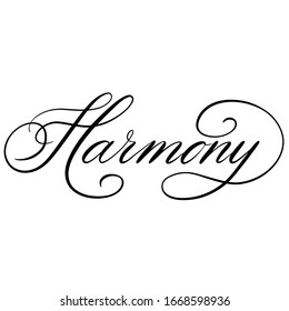 harmony - classic calligraphy isolated vector for design, print, cards, clothes.
