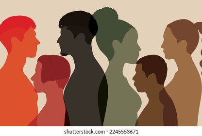 Harmony in the coexistence and integration of multicultural communities. Racial equality and diversity among multiethnic people. Together with women and men from different cultures. 