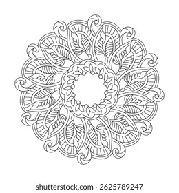 Página de mandala do livro de coloração de harmonia para adulto. Fácil Mandala colorir páginas do livro para adultos para relaxar, experiências dar alívio. Arquivo de vetor redimensionável