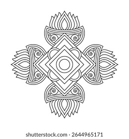 Página de libro para colorear de mandala de círculo de flor de armonía