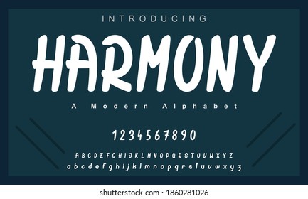 Harmony font. Elegant alphabet letters font and number. Lettering Minimal Fashion Designs. Typography fonts regular uppercase and lowercase. vector illustration