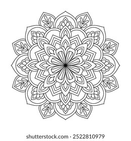 Página de mandala do livro de colorir adulto Harmony in Hues . Fácil Mandala colorir páginas do livro para adultos para relaxar, experiências dar alívio. Arquivo de vetor redimensionável