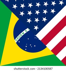 icono de armonía de banderas de brasil y estados unidos. ilustración vectorial	