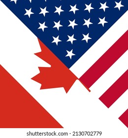 Harmony Icon Of Canada And Usa Flags. Vector Illustration