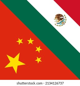 harmony icon of china and mexico flags. vector illustration