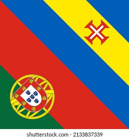 harmony icon of portugal and madeira flags. vector illustration	
