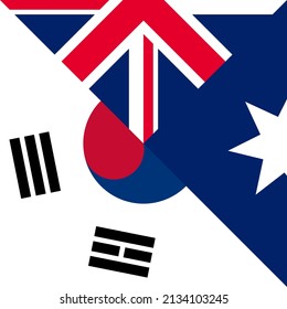 harmony icon of south korea and australia flags. vector illustration	