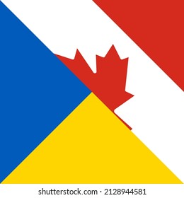 harmony icon of ukraine and canada flags. vector illustration 
