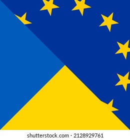 harmony icon of ukraine and european union flags. vector illustration