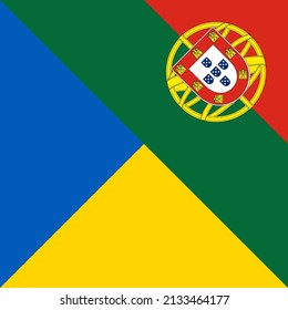 harmony icon of ukraine and portugal flags. vector illustration