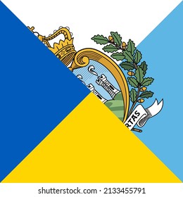 harmony icon of ukraine and san marino flags. vector illustration