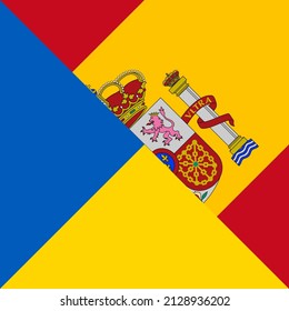 harmony icon of ukraine and spain flags. vector illustration 