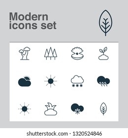 Harmony icons set with big tree, pearl, rain and other raindrop elements. Isolated vector illustration harmony icons.