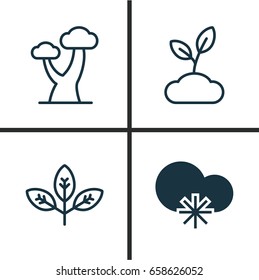 Harmony Icons Set. Collection Of Oak, Cold Climate, Plant And Other Elements. Also Includes Symbols Such As Plant, Wood, Gardening.
