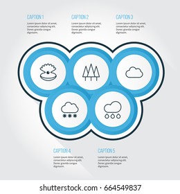Harmony Icons Set. Collection Of Rain, Seashell, Cloud And Other Elements. Also Includes Symbols Such As Snowflake, Cloud, Cloudburst.