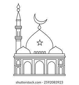 Harmony in Lines A Minimalist Islamic Line Art Illustration.