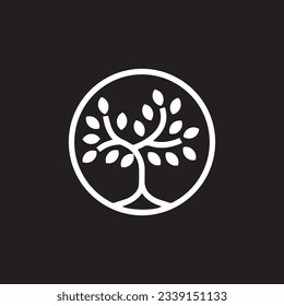 Harmony of Nature, Circular Lines Tree Logo. The minimalist depiction of the tree emphasizes its elegance and resilience, making it a perfect choice for eco-friendly businesses.