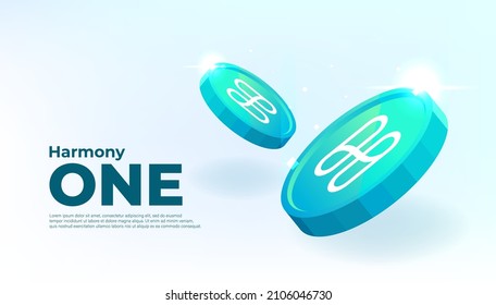 Harmony (ONE) banner. ONE coin cryptocurrency concept banner background.