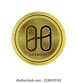 Harmony (ONE) coin isolated on white background. Cryptocurrency blockchain (crypto currency) digital currency, alternative currency 3D Vector illustration. Symbol of business modern gold, money.