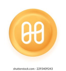 Ilustración vectorial de moneda 3D de la moneda de la armonía (ONE) aislada en fondo blanco. Se puede usar como ícono de dinero virtual, logo, emblema, pegatina y diseños de insignias.